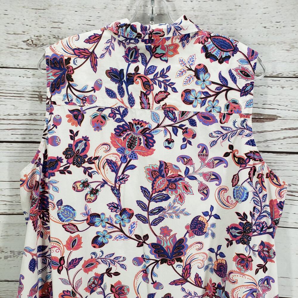 I.B. Diffusion Floral Paisley Cotton Sleeveless Side Pockets Dress Size 2X - Picture 14 of 15